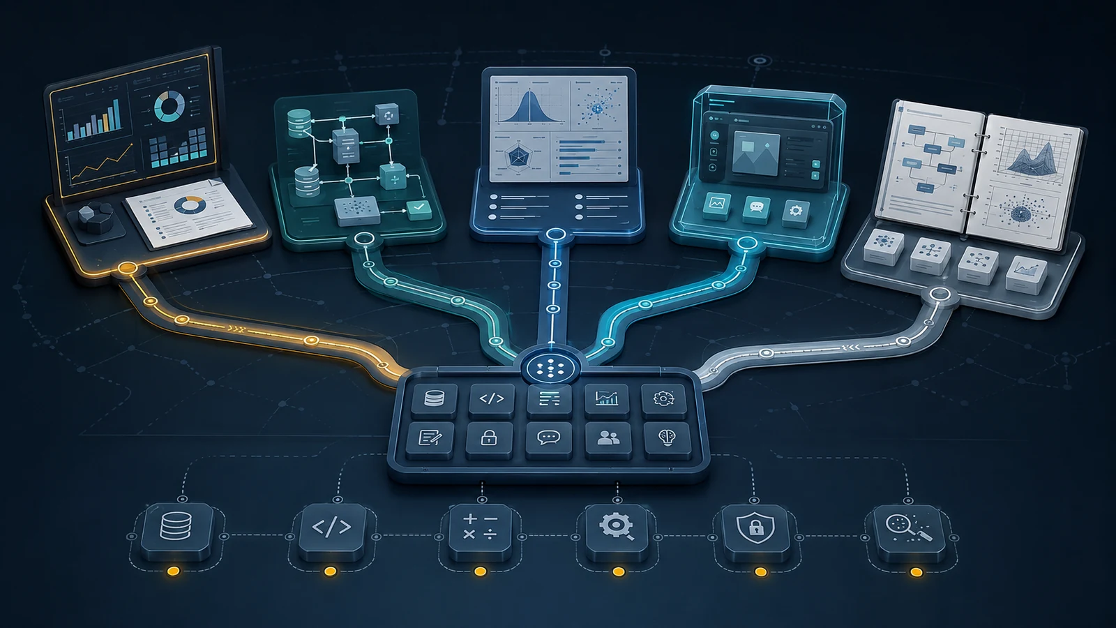 Data science and AI learning paths branching by capability, prerequisites, and first evidence artifact